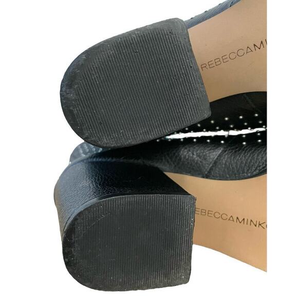 Rebecca Minkoff Sierra Studded Boots Size 7 Black Leather Heeled Bootie Edgy - Picture 12 of 13